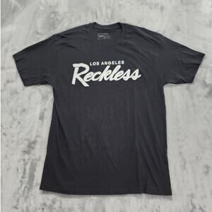 Young & Reckless Los Angeles Crew Neck Short Sleeve Logo Tee Size L Black White